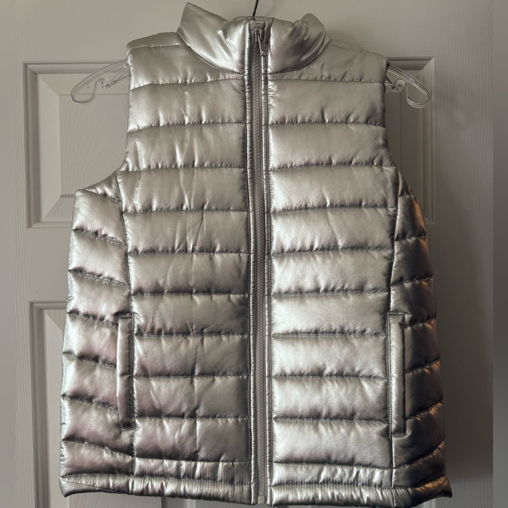 Ideology Metallic Silver Puffer Vest
